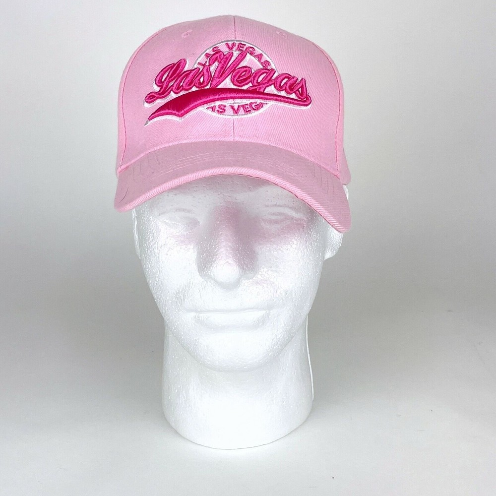 Chelona Women's Pink Las Vegas Nevada White 3D Embroidered Baseball Hat Cap